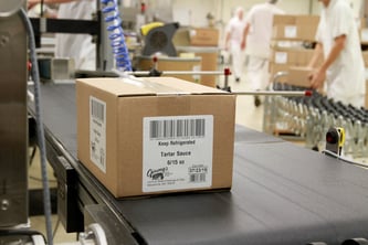 Labeled carton at Jimmys